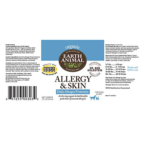 EARTH ANIMAL Organic Herbal Remedies (Allergy & Skin, 2 oz) EARTH ANIMAL Organic Herbal Remedies (Allergy & Skin, 2 oz)